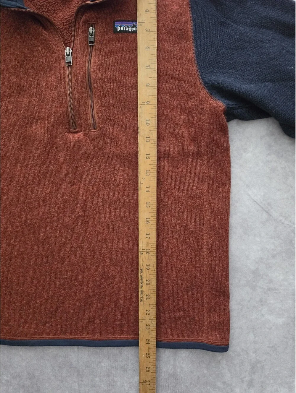 SKU0279 Patagonia Mens Small Better Sweater 1/4 Zip Fleece Pullover Rust Navy